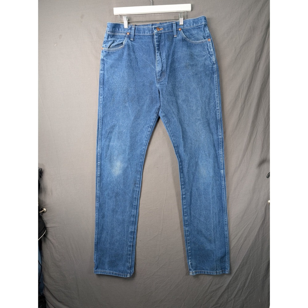 Wrangler Mens Blue Cowboy Cut Relaxed Fit Straight Leg Denim Jeans 38x40